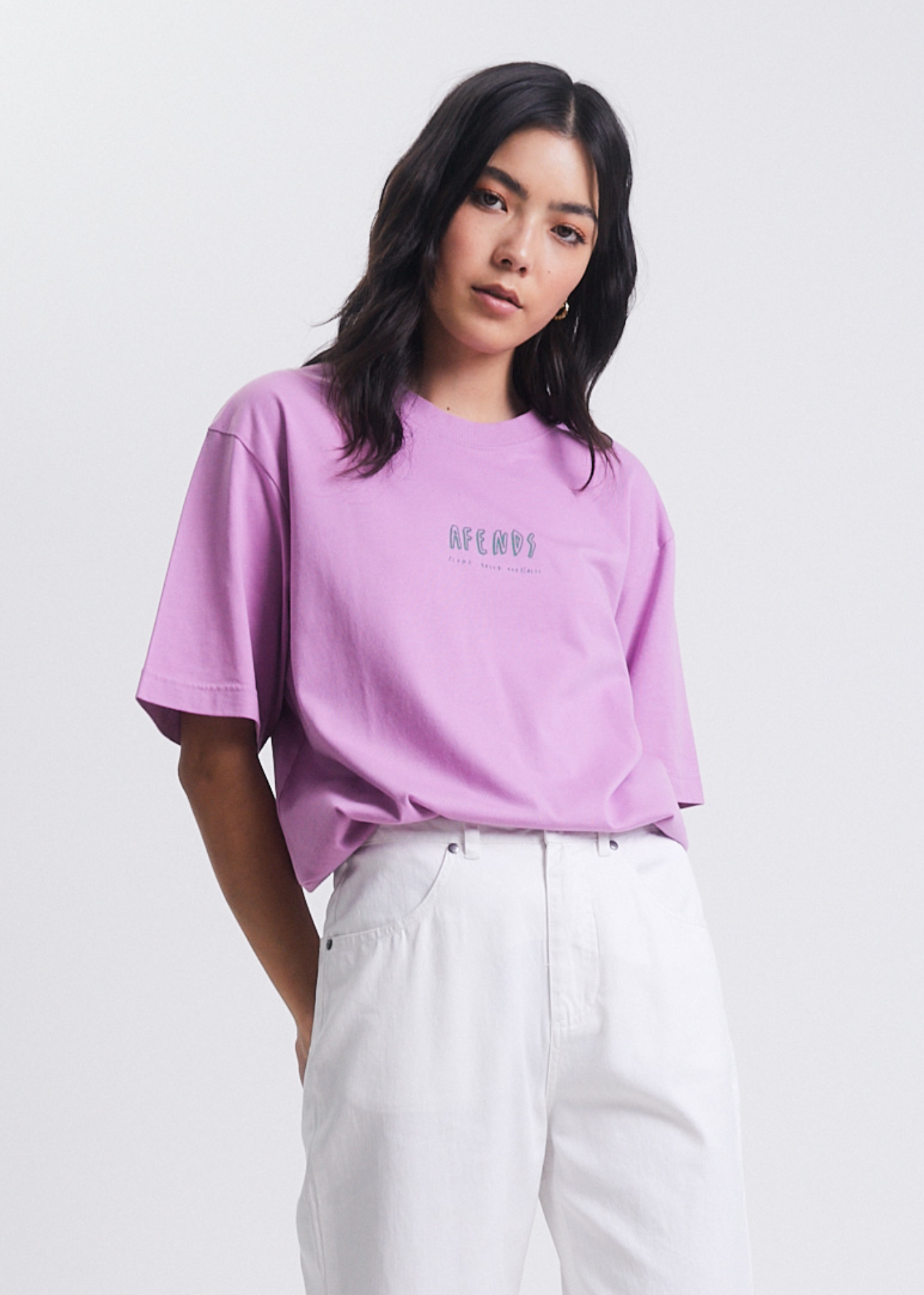 Afends Plant Based Happiness - Unisex Recycled T-Shirt - White Candy