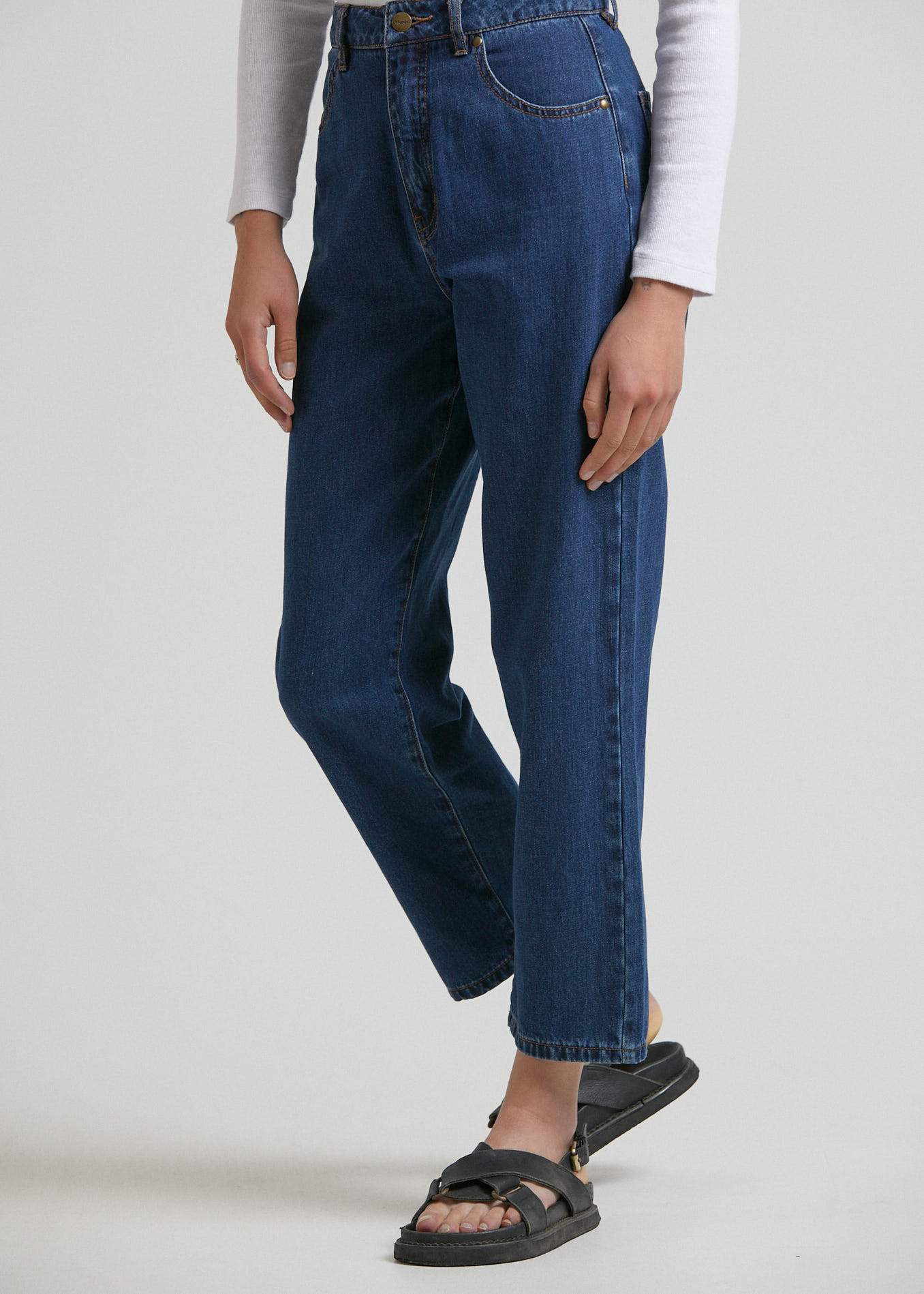 Afends Shelby - Hemp Denim High Waist Wide Leg Jeans - Indigo Rinse Indigo rinse