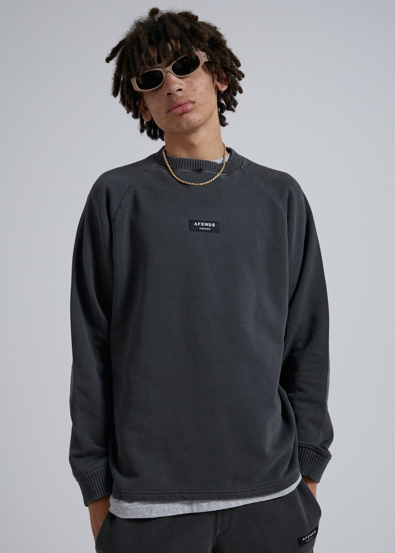 Afends Society - Unisex Raglan Crew Neck - Stone Black Stone black
