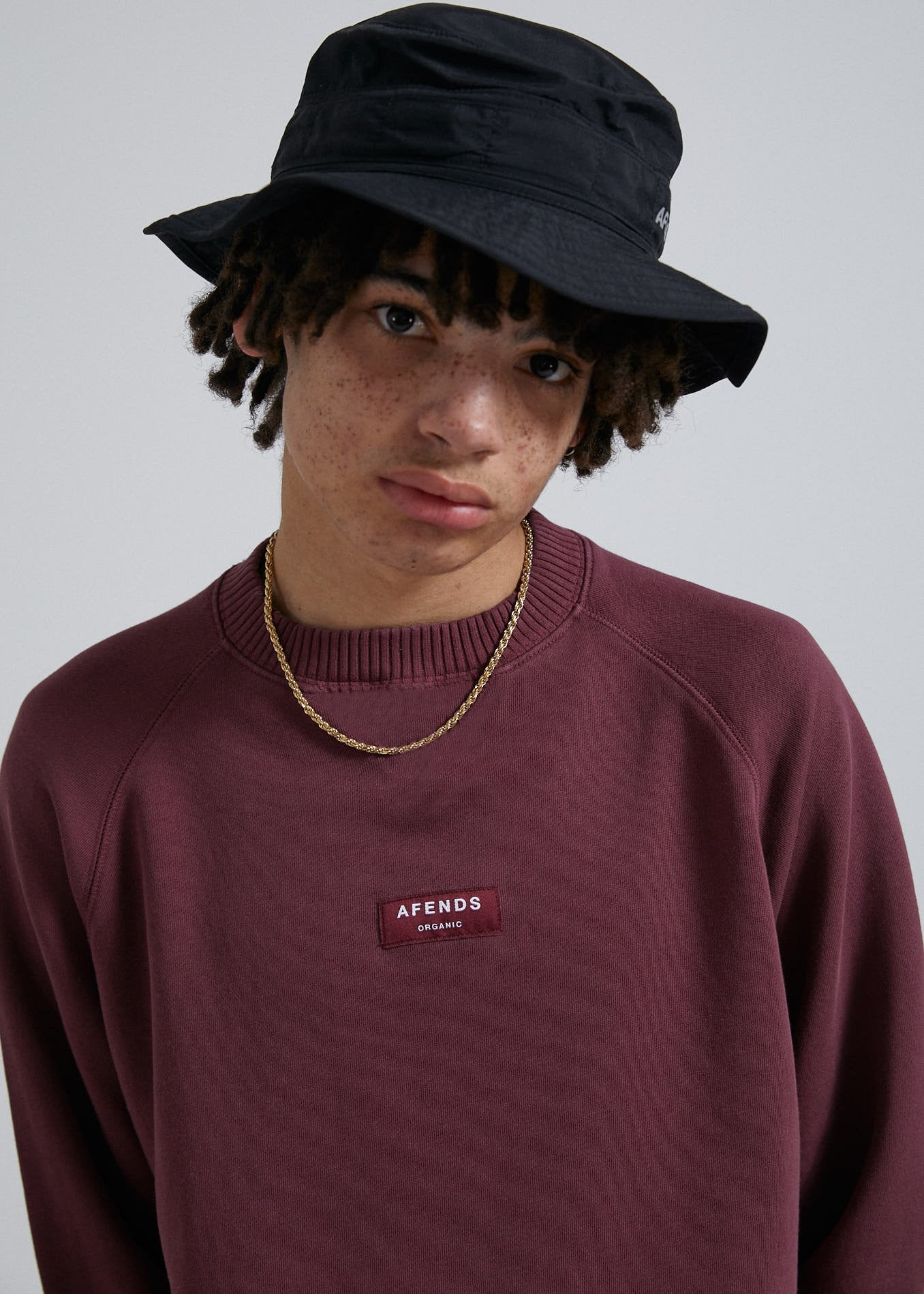 Afends Society - Unisex Raglan Crew Neck - Stone Black Wine