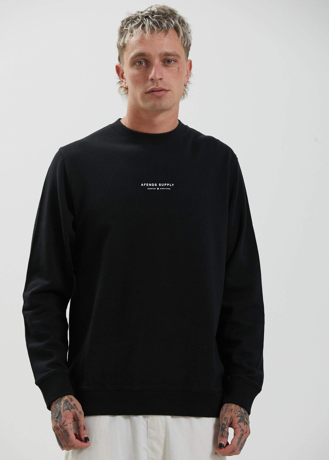 Afends Supply - Recycled Crew Neck Jumper - Camel Black