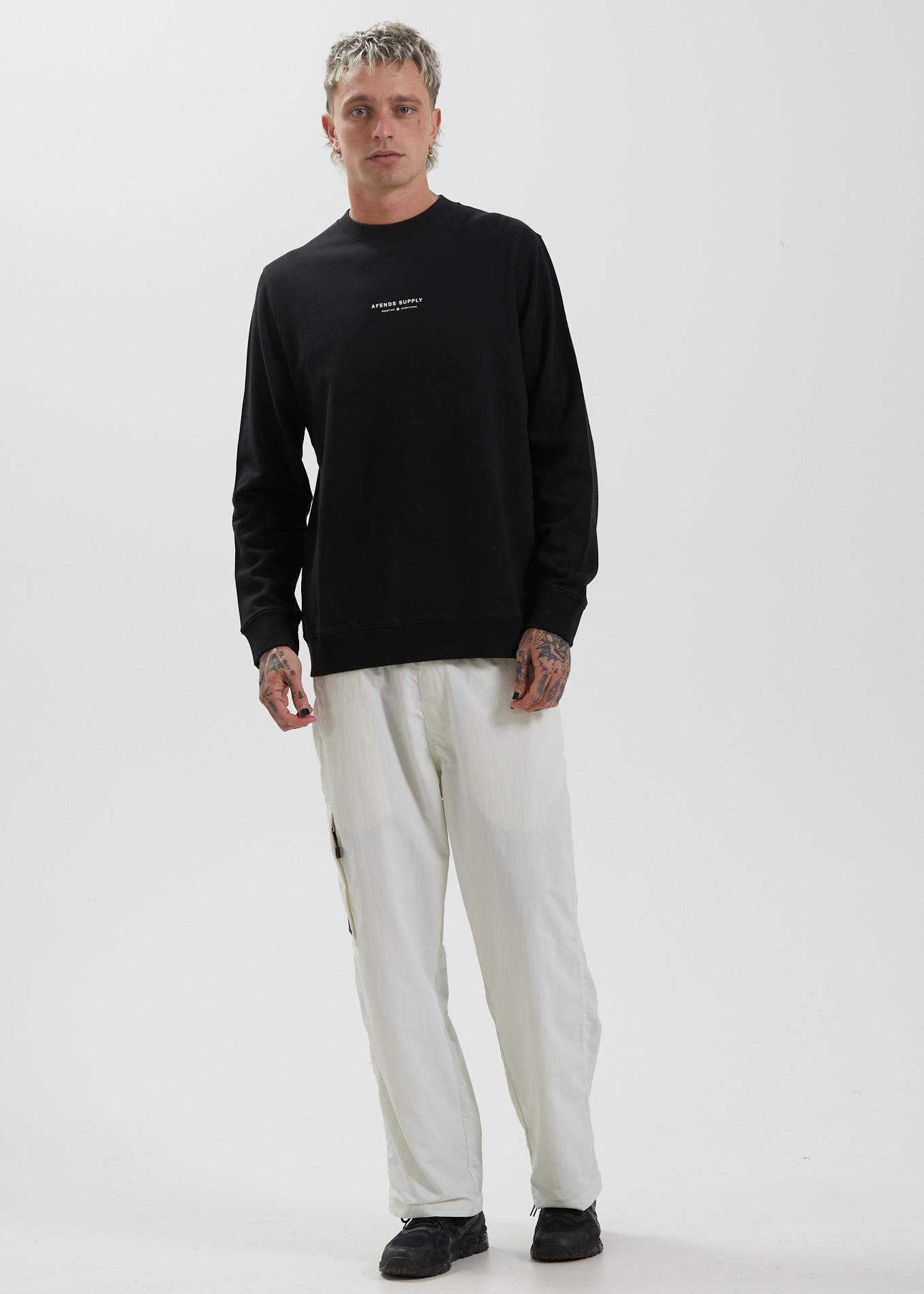 Afends Supply - Recycled Crew Neck Jumper - Camel Black