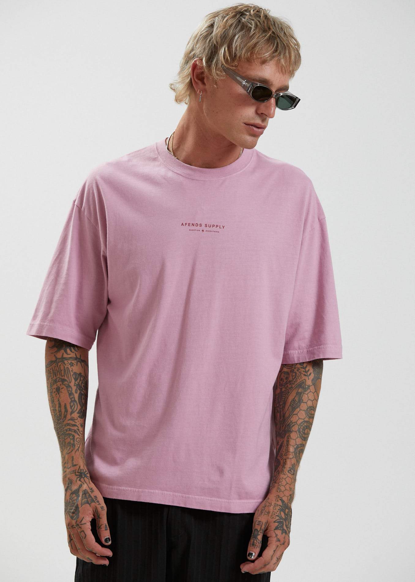 Afends Supply - Recycled Oversized T-Shirt - Black Smokey pink
