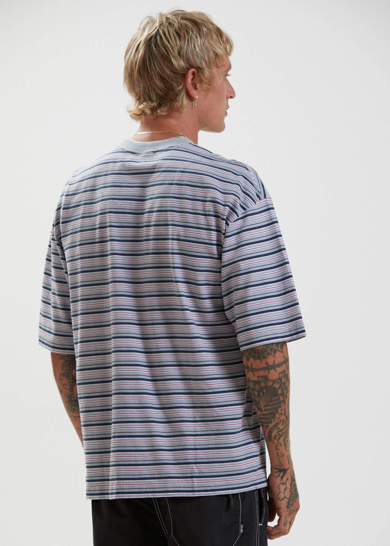 Afends Surplus - Reycled Stripe Oversized T-Shirt - Shadow Shadow