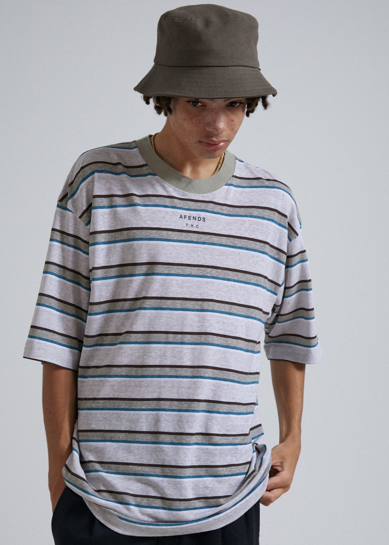 Afends THC - Hemp Stripe Oversized Tee - Desert Desert