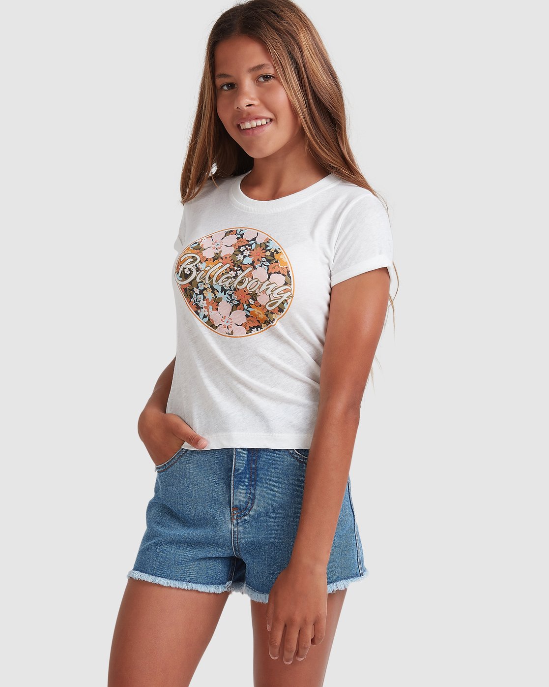 Billabong Girls 6-14 Heart Eyes Formula Tee Salt crystal