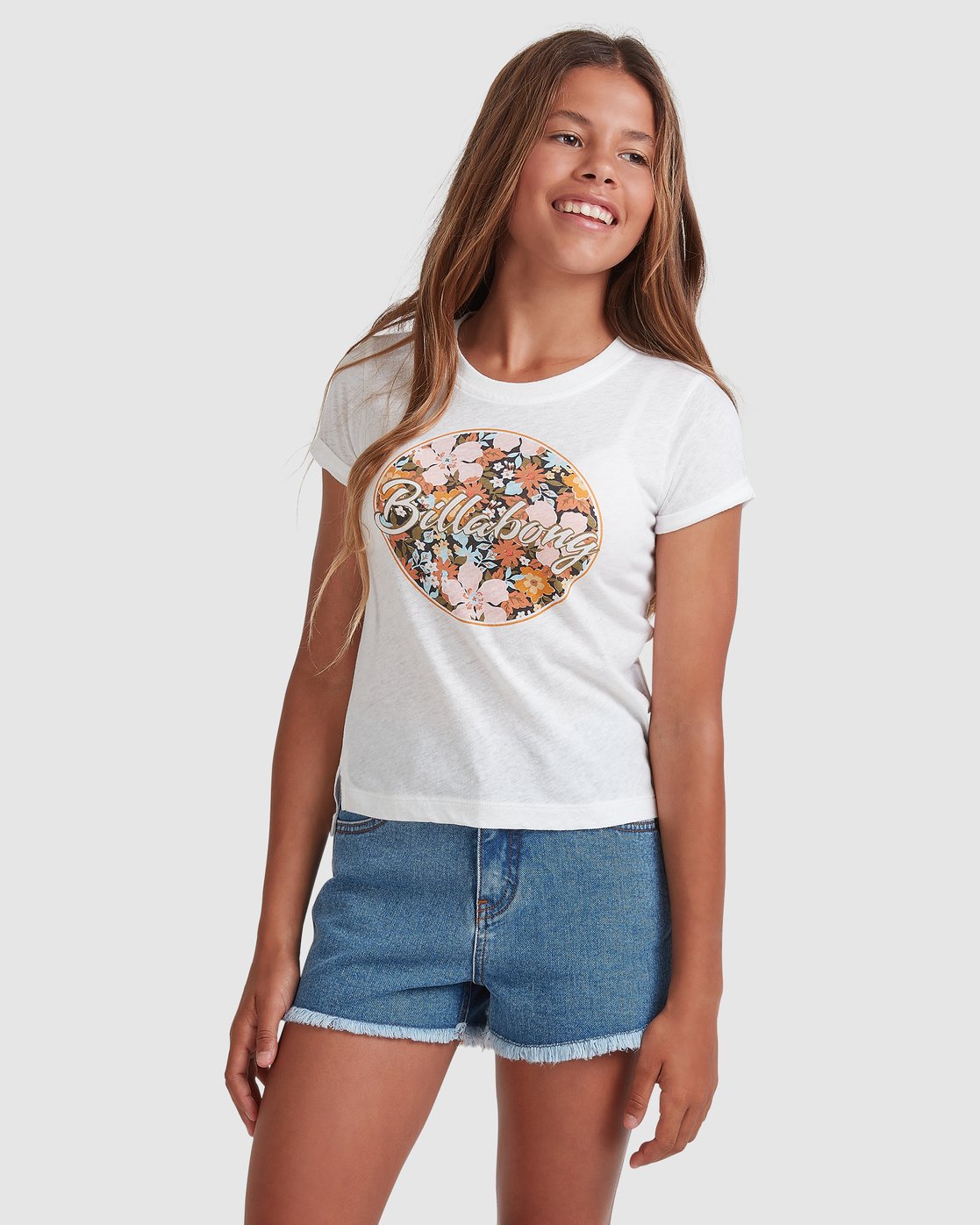 Billabong Girls 6-14 Heart Eyes Formula Tee Salt crystal