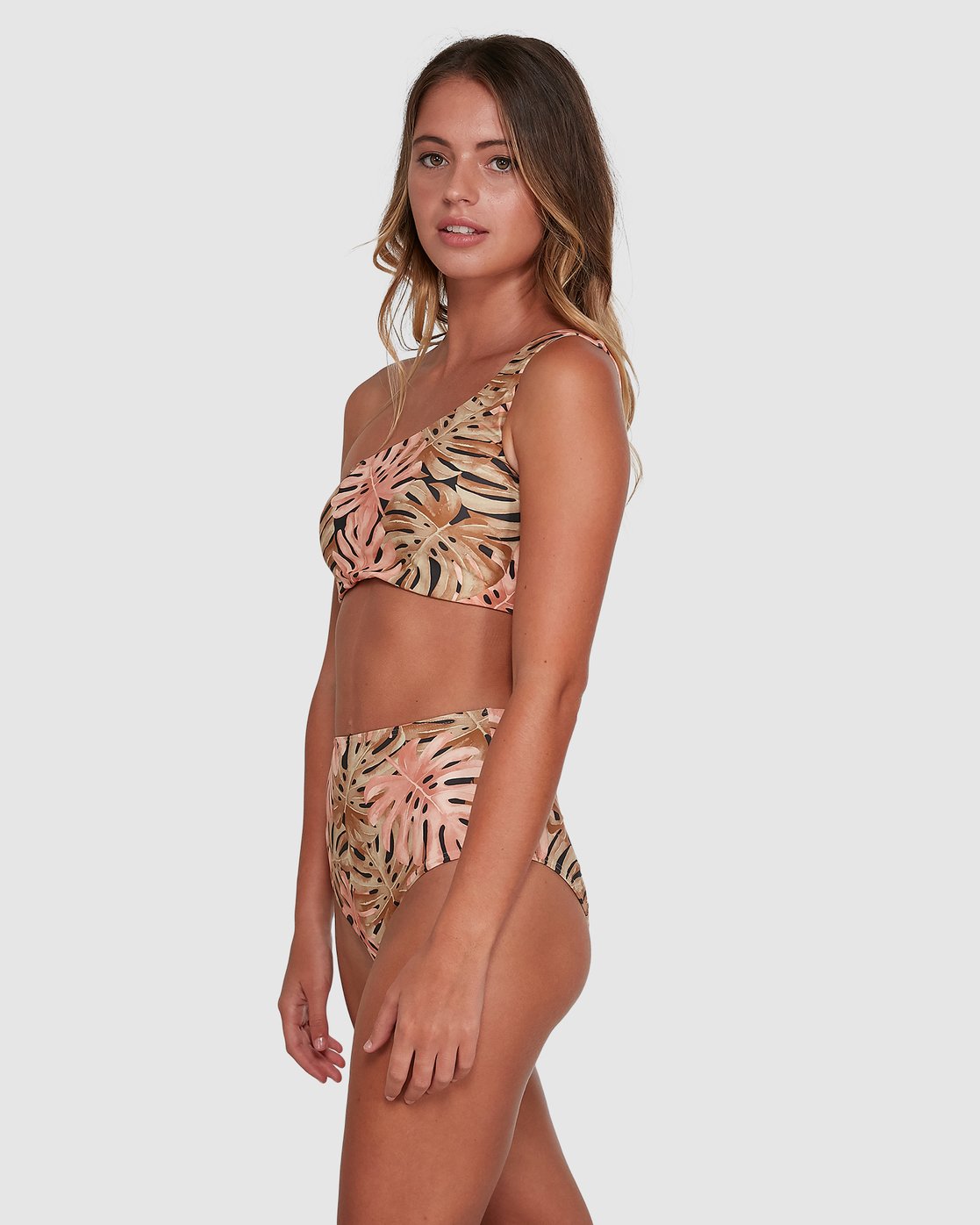 Billabong Hula Palm One Shoulder Crop Bikini Top Off black