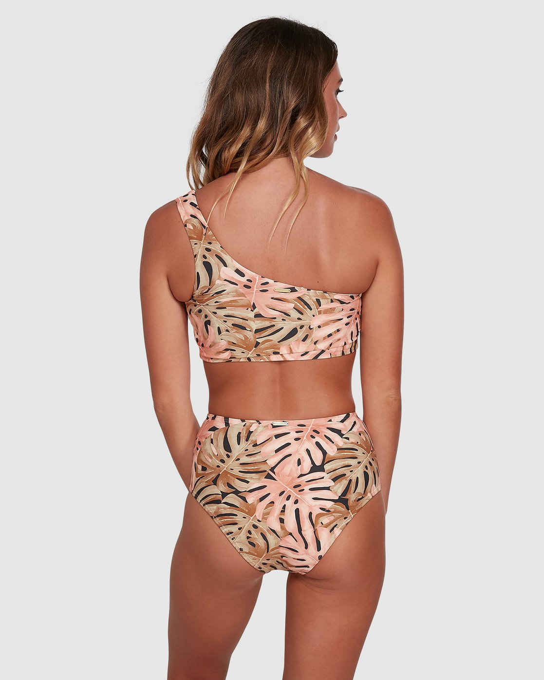 Billabong Hula Palm One Shoulder Crop Bikini Top Off black