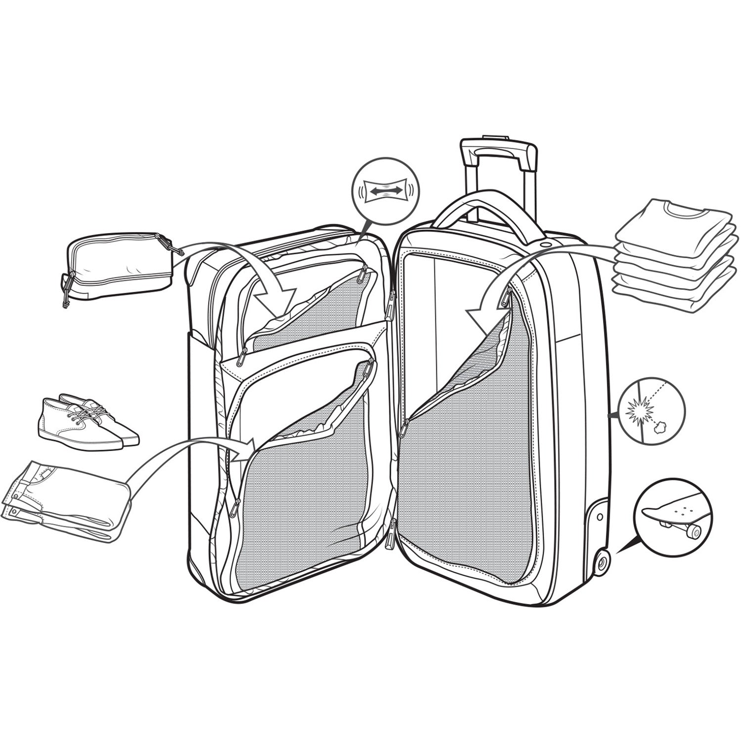Burton Wheelie Flight Deck 38L Travel Bag 2020 Internal 1