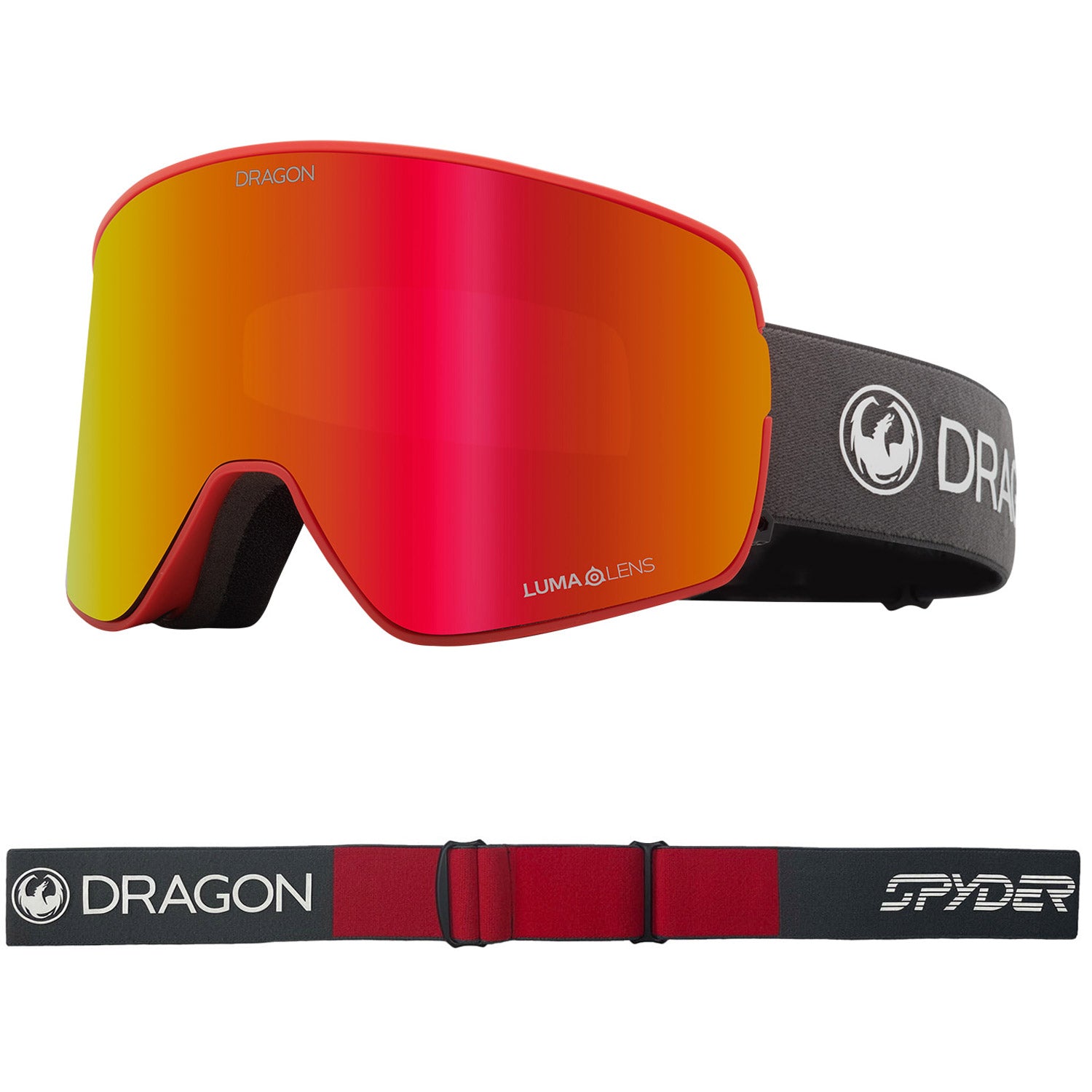 Dragon NFX2 Asian Fit Snow Goggles 2023 Volcano Lumalens Red Ion With Lumalens Light Rose Lens