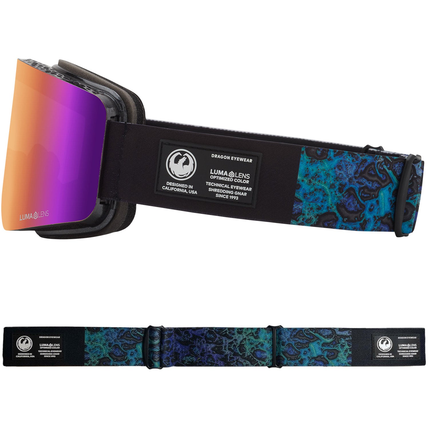 Dragon R1OTG Asian Fit Snow Goggles 2023 Black Lumalens Purple Ion Lens With Lumalens Amber Lens