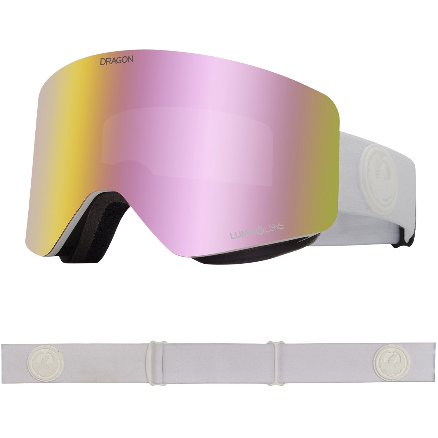 Dragon R1 OTG Snow Goggles 2023 Whiteout Lumalens Pink Ion Lens With Lumalens Dark Smoke Lens