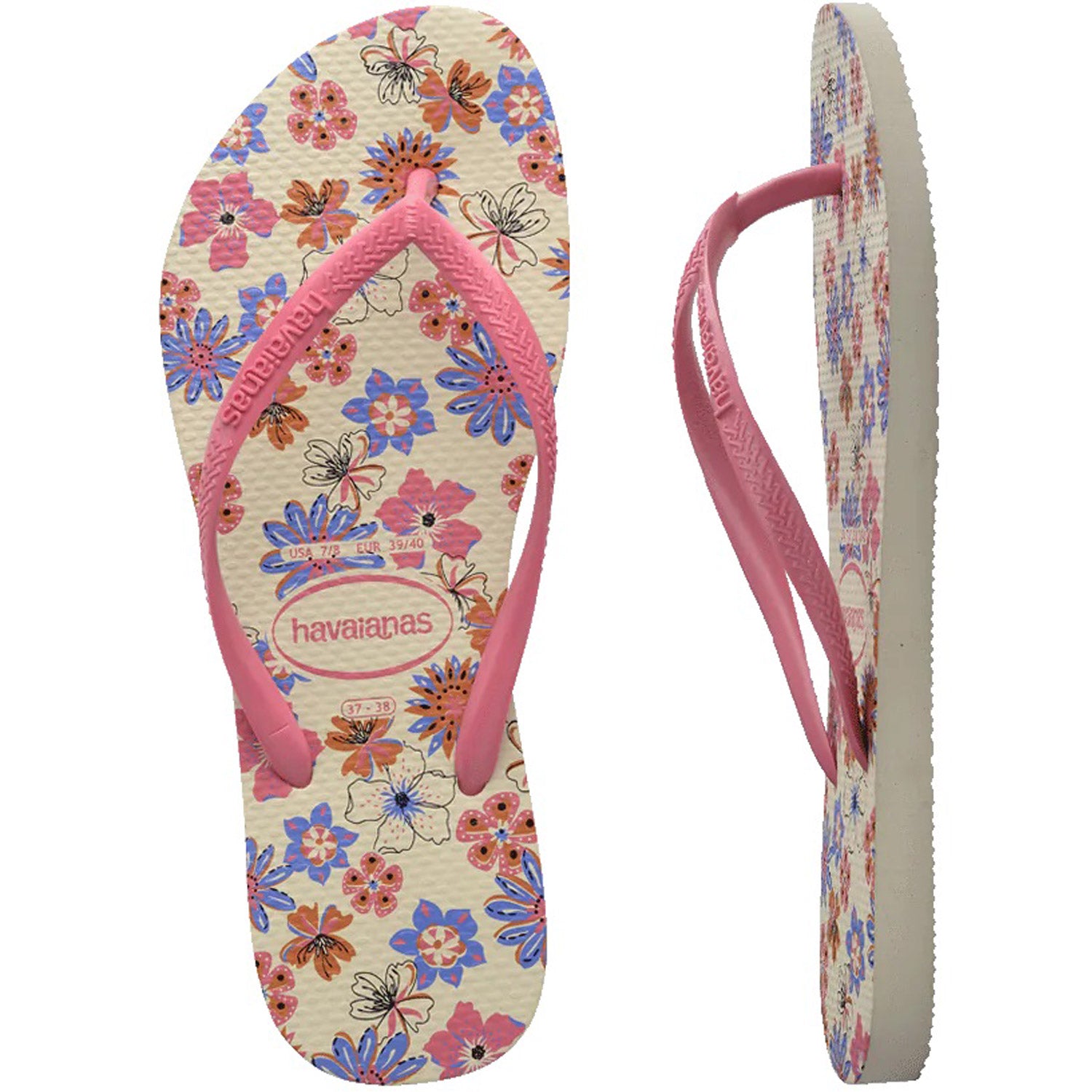 Kids Slim Romance Thongs Beige Pink