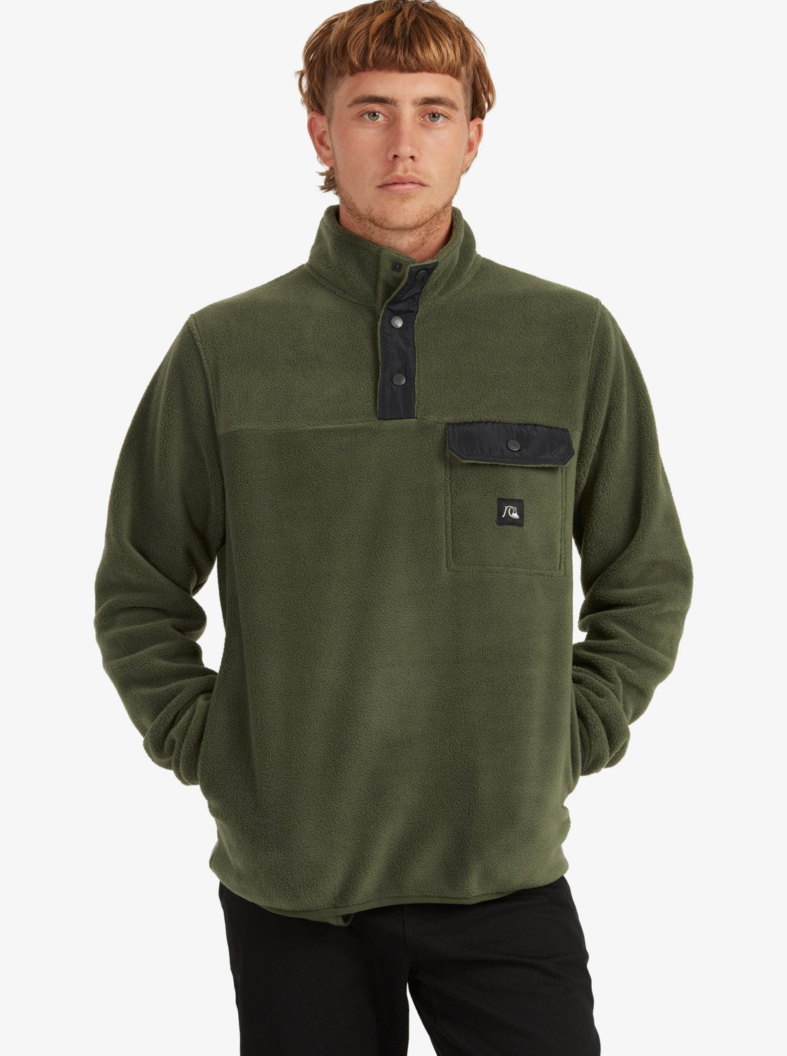 Quiksilver Mens Tempt Half-Zip Hooded Fleece Thyme