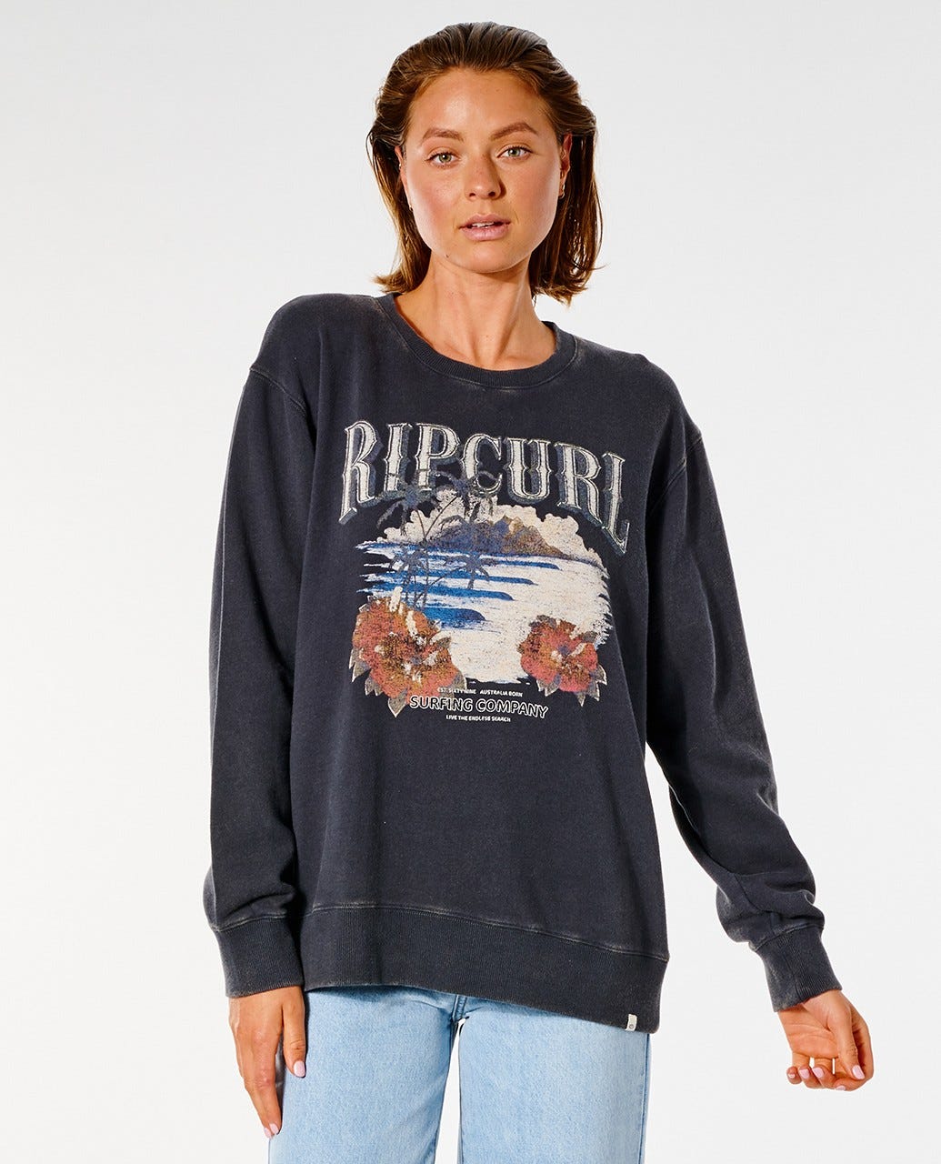 Rip Curl Authentic Surf Crew Washed black