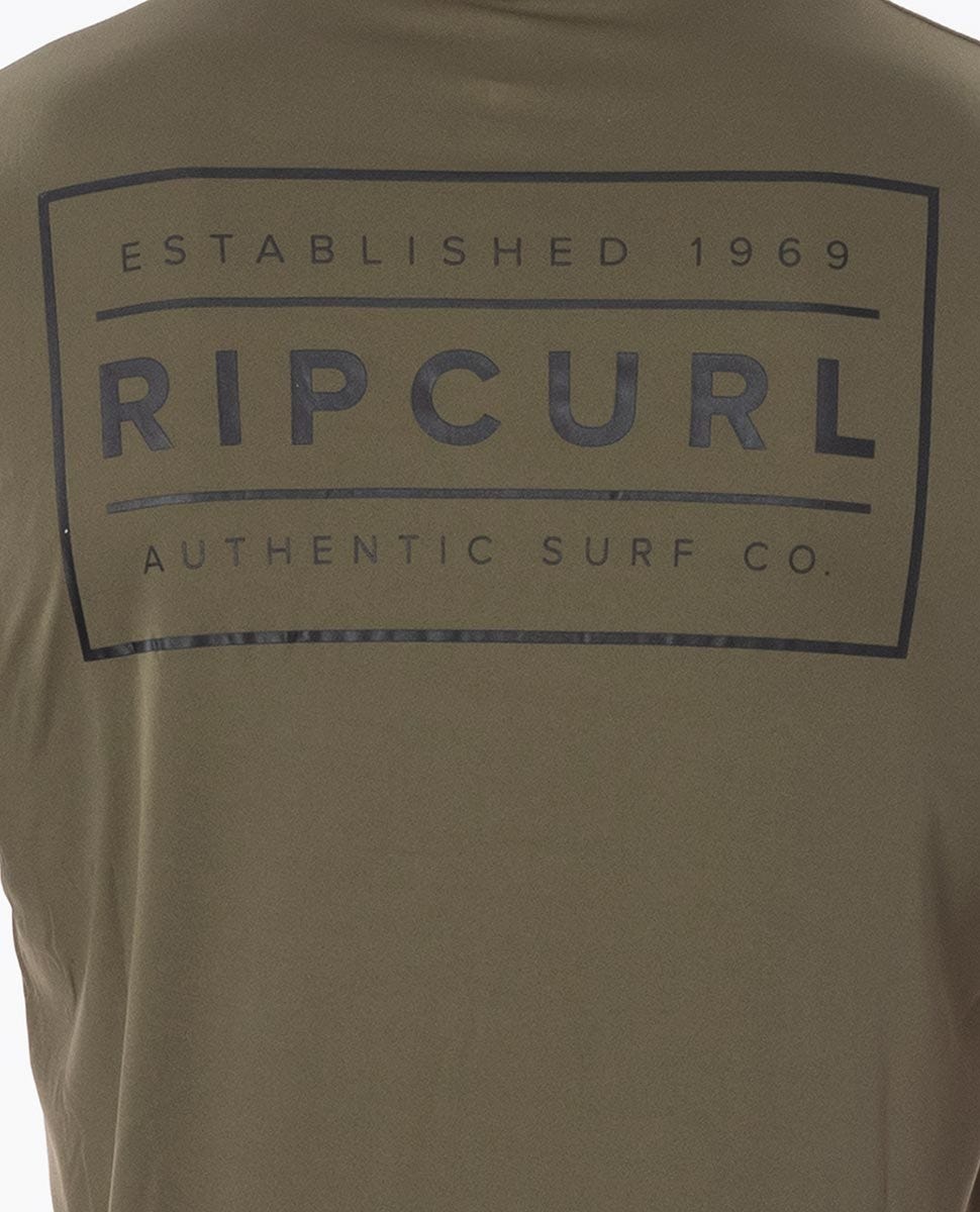Rip Curl Driven Box Short Sleeve UV Tee Rash Vest Khaki