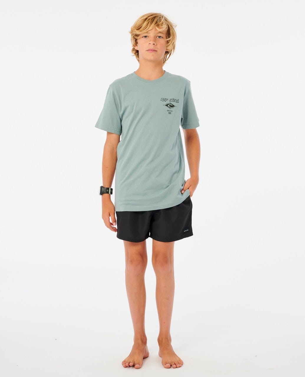 Ripcurl Fadeout Essential Tee - Boys (8 - 16 years) Mineral Blue