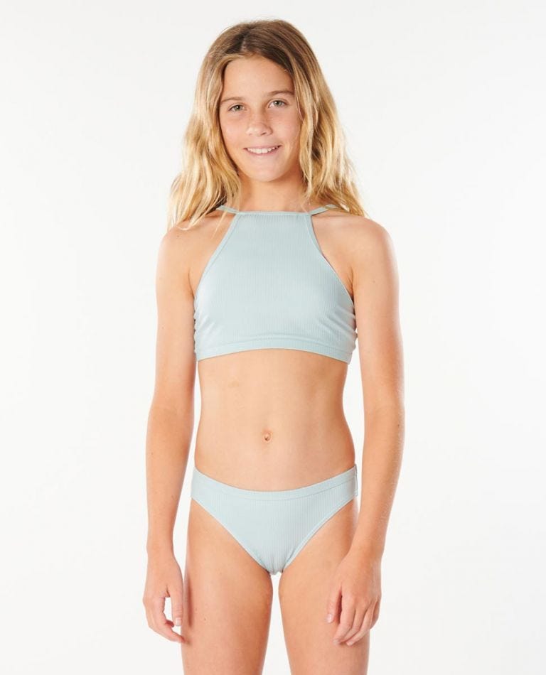 Rip Curl Girl Luxe Rib Bikini Set (8 - 16 years) Light blue