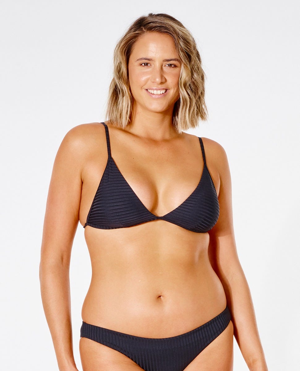 Rip Curl Premium Surf Banded Fixed Tri Bikini Top Black