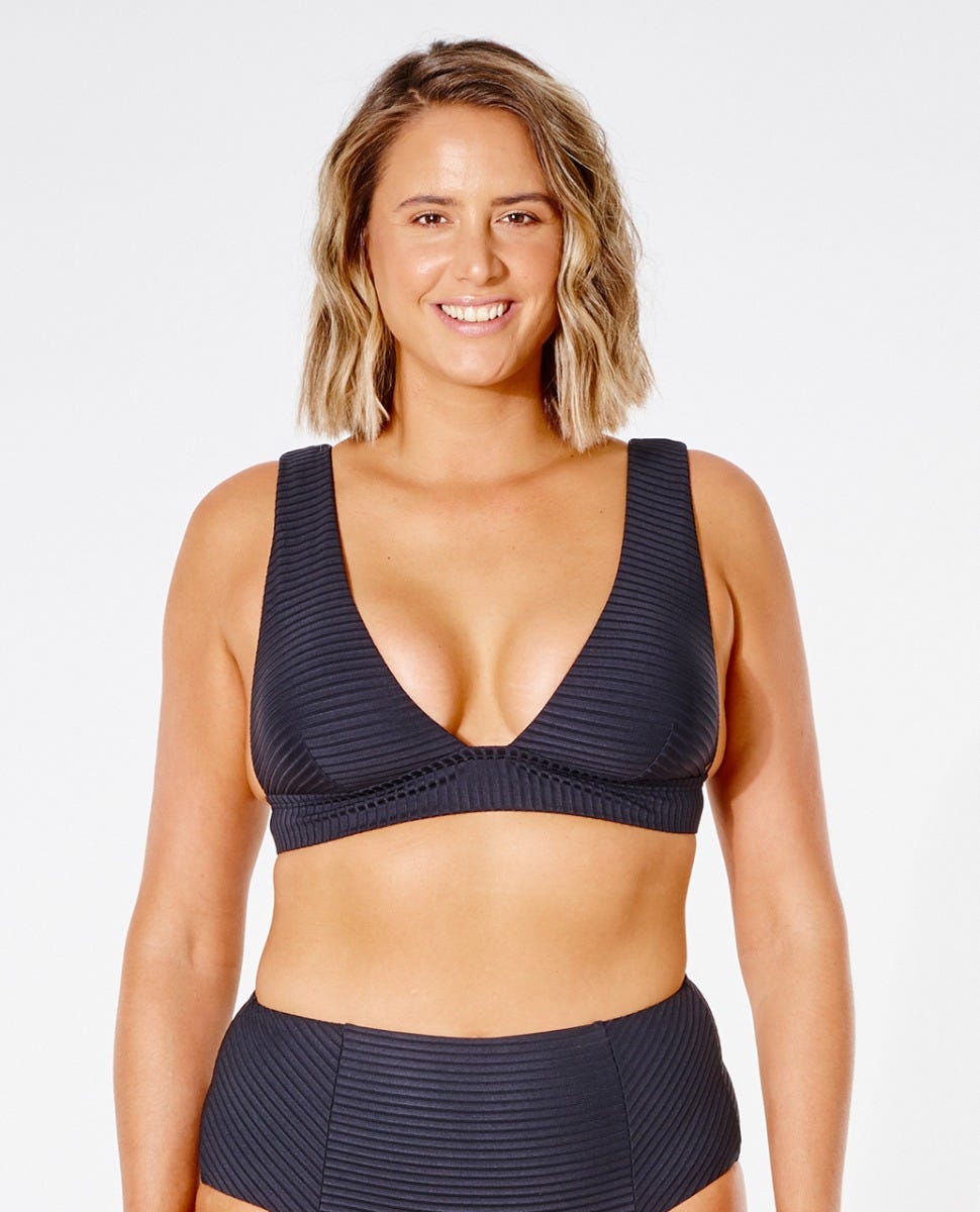 Rip Curl Premium Surf Deep V Bikini Top Black