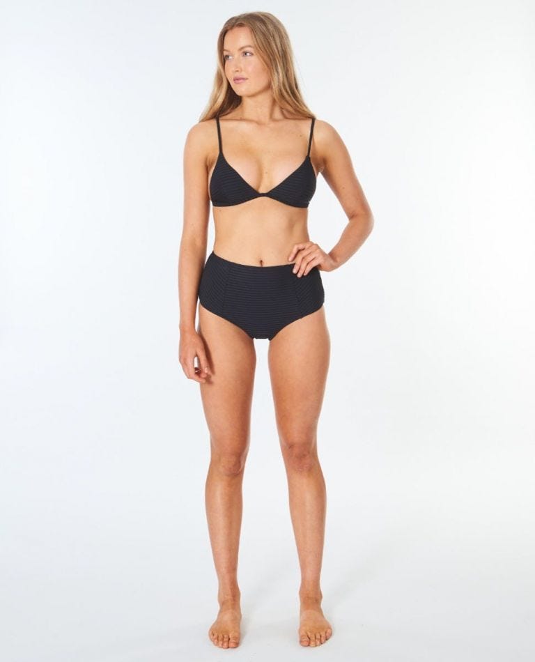 Rip Curl Premium Surf High Waisted Good Coverage Bikini Bottom Black