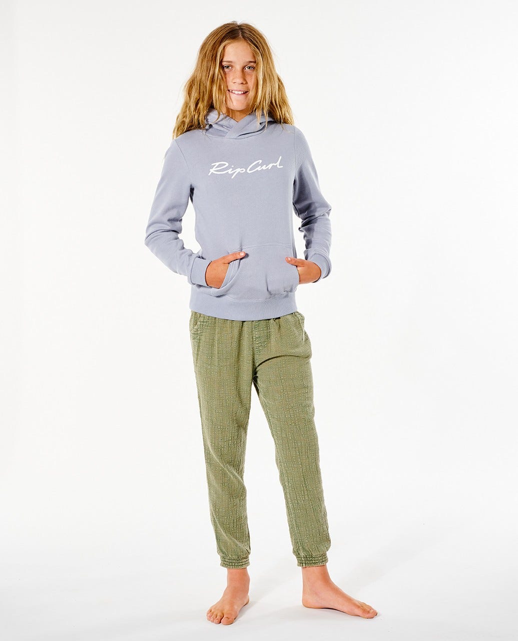 Rip Curl Script Hoody - Girls (8-16 years) Blue grey