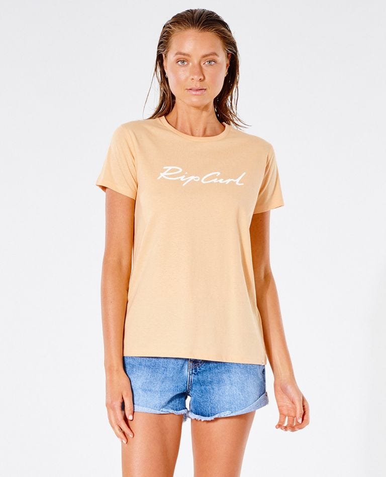 Rip Curl Script Standard Tee Apricot