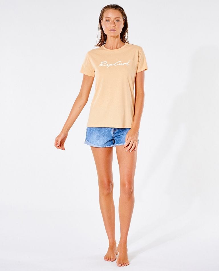 Rip Curl Script Standard Tee Apricot