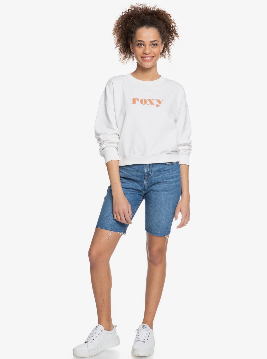 Roxy Womens Break Away Organic Fleece Jumper Snow white