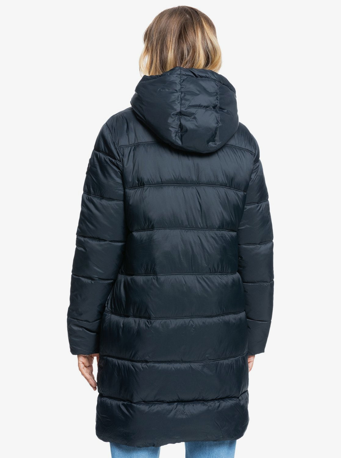 Roxy Womens Crest Of The Wave Longline Hooded Puffer Jacket Anthracite