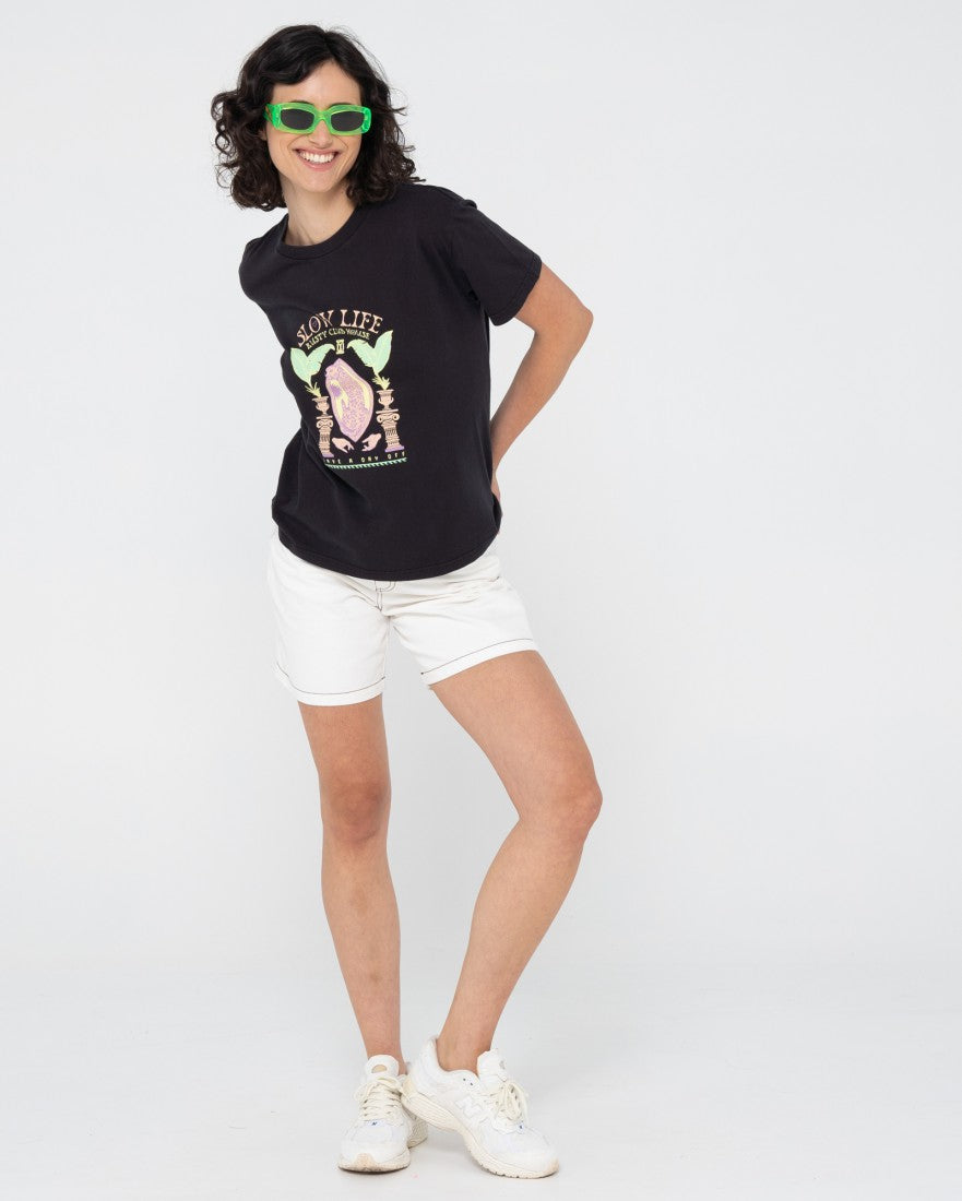 Rusty Slow Life Relaxed Fit Tee BLACK