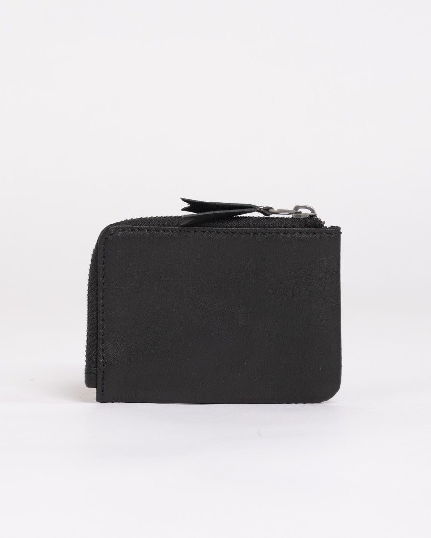 Rusty Warped Leather Card Holder BLACK