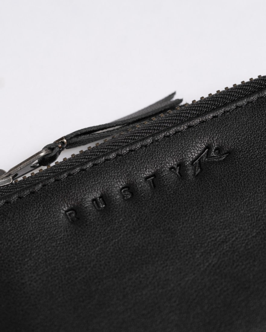 Rusty Warped Leather Card Holder BLACK