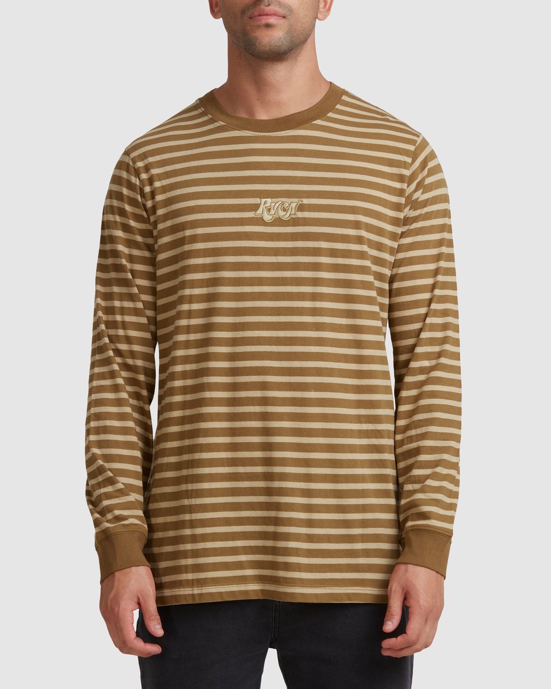 RVCA AUGUST STRIPE LONG SLEEVE TEE Moss