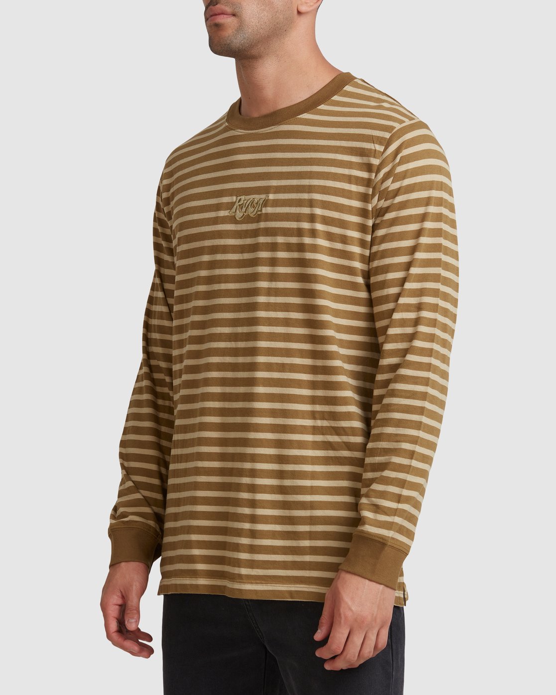 RVCA AUGUST STRIPE LONG SLEEVE TEE Moss