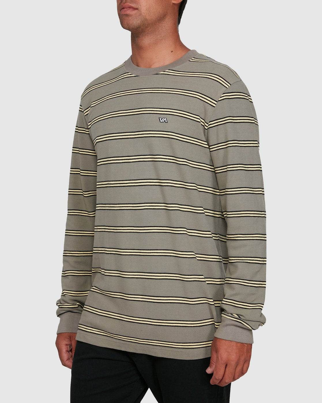 RVCA BLOOM PIQUE STRIPE LS TEE Aloe