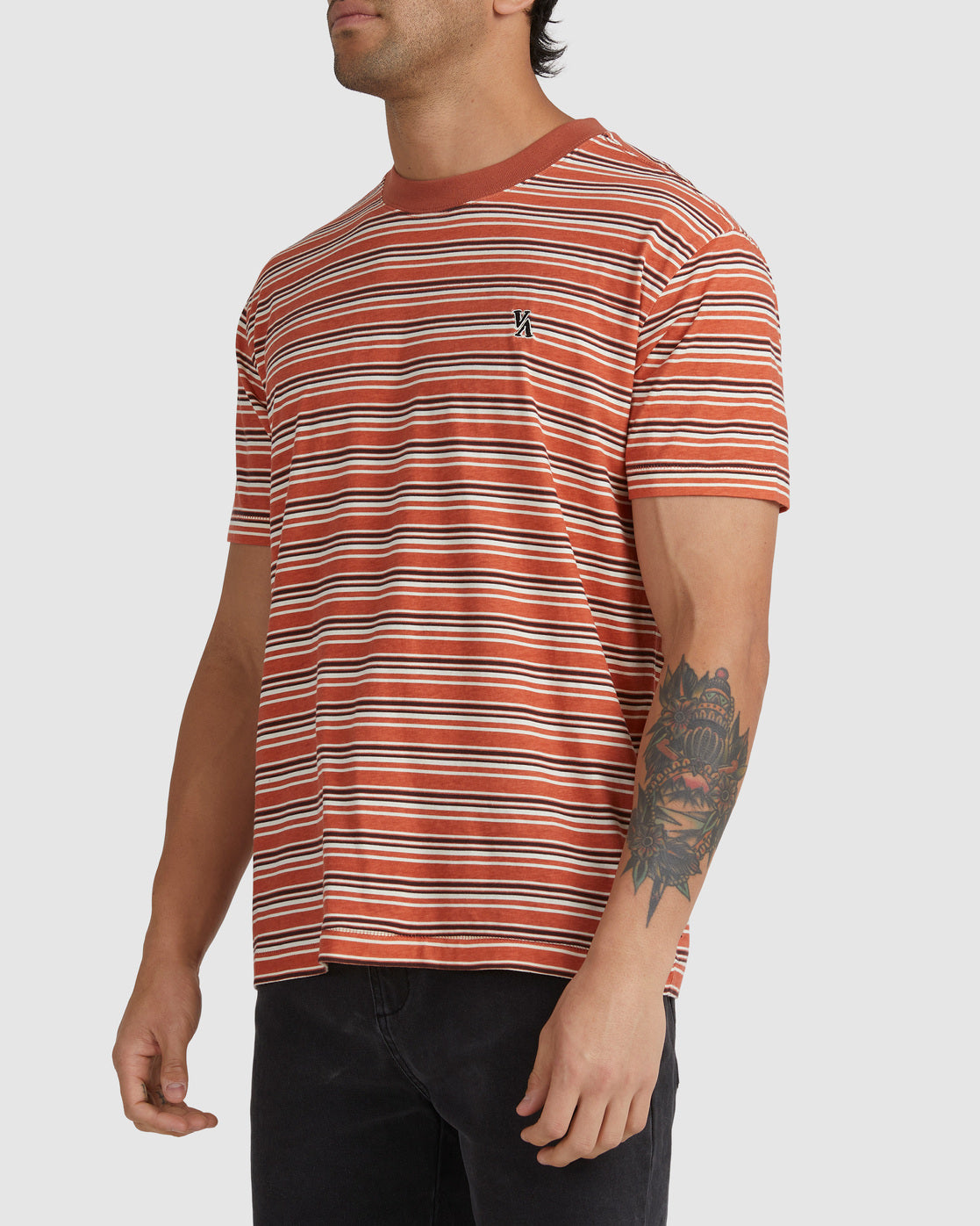 RVCA CHILLI STRIPE SS TEE AFTERGLOW