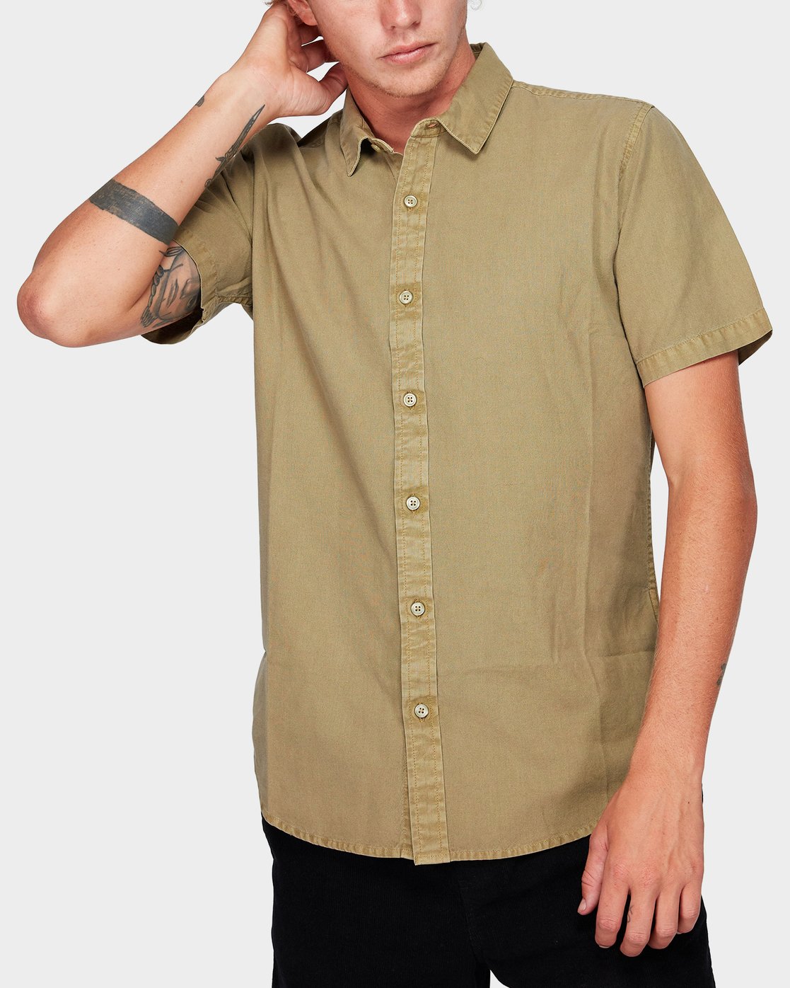 RVCA Crushed Short Sleeve Shirt Dusty yellow