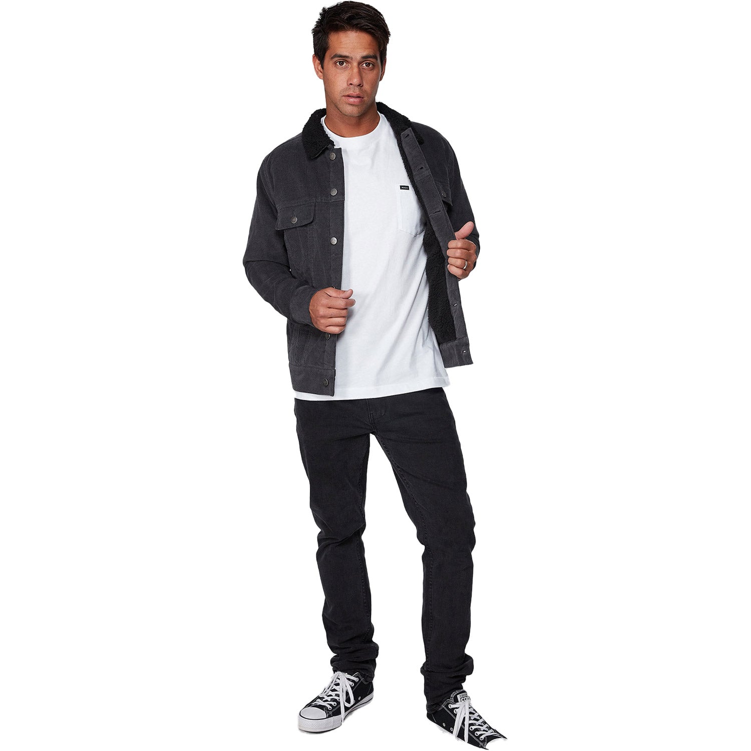 Rvca Daggers Corduroy Sherpa Jacket Smoke