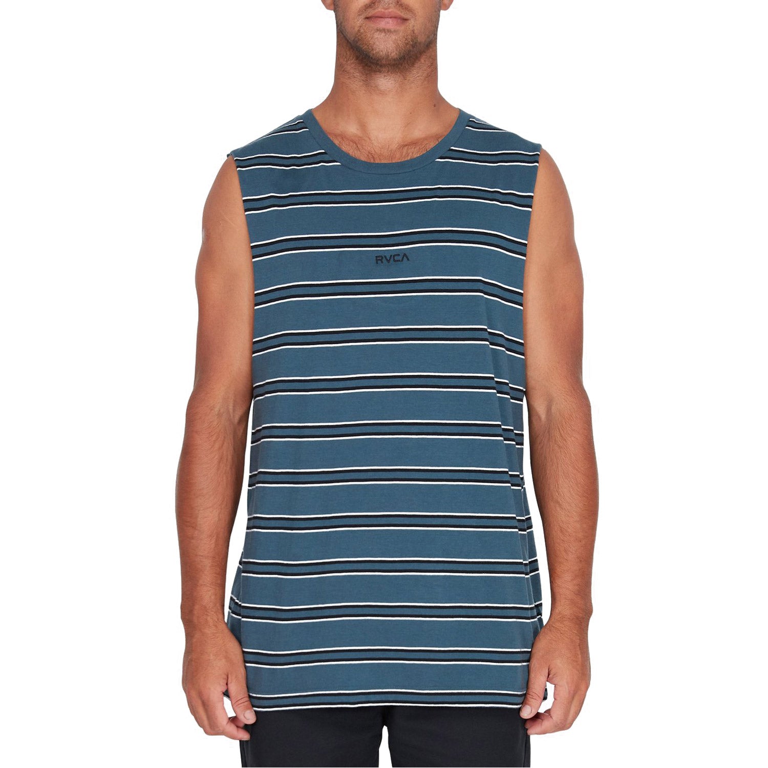 RVCA Focus Stripe Muscle Tee Ocean Teal