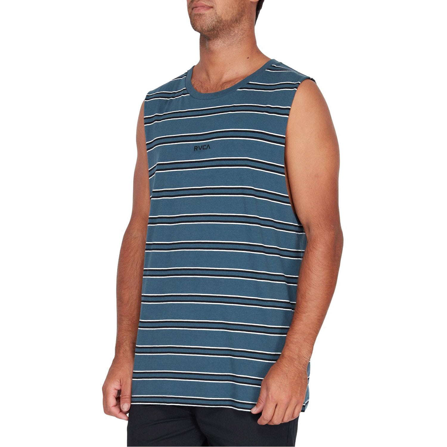 RVCA Focus Stripe Muscle Tee Ocean Teal