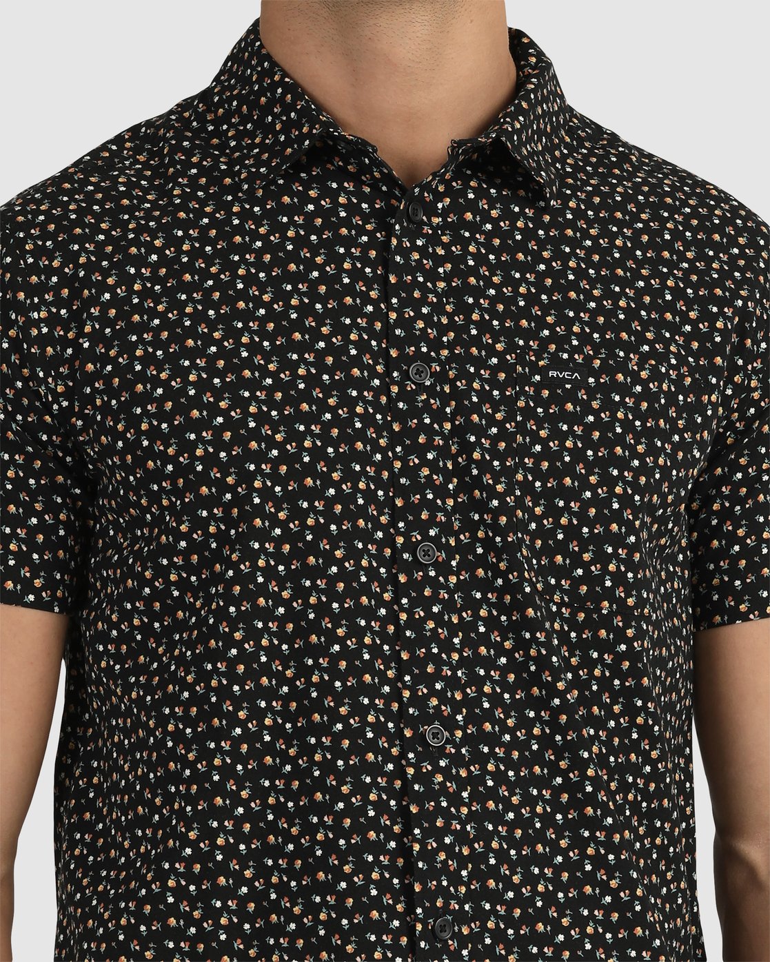 RVCA Sundowner Floral Short Sleeve Shirt BLACK