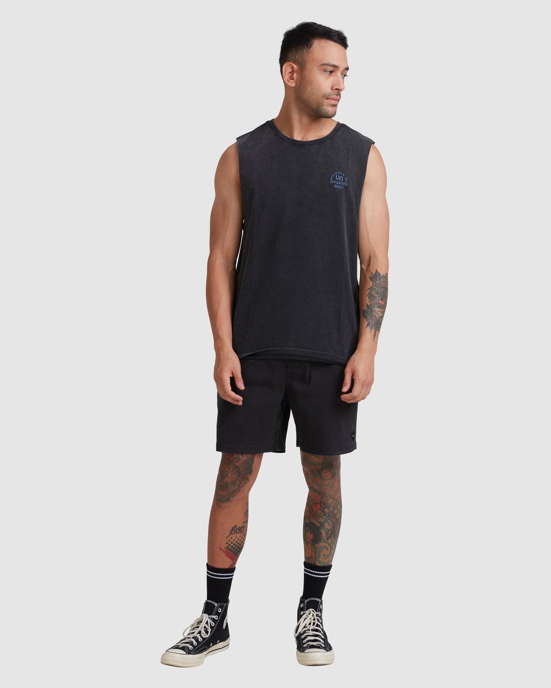 RVCA TEMPLE MUSCLE Washed black