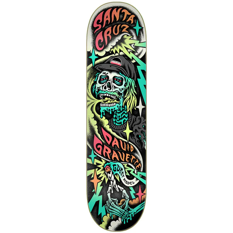 SANTA CRUZ DAVID GRAVETTE HIPPIE SKULL GUEST 8.3 SKATEBOARD DECK