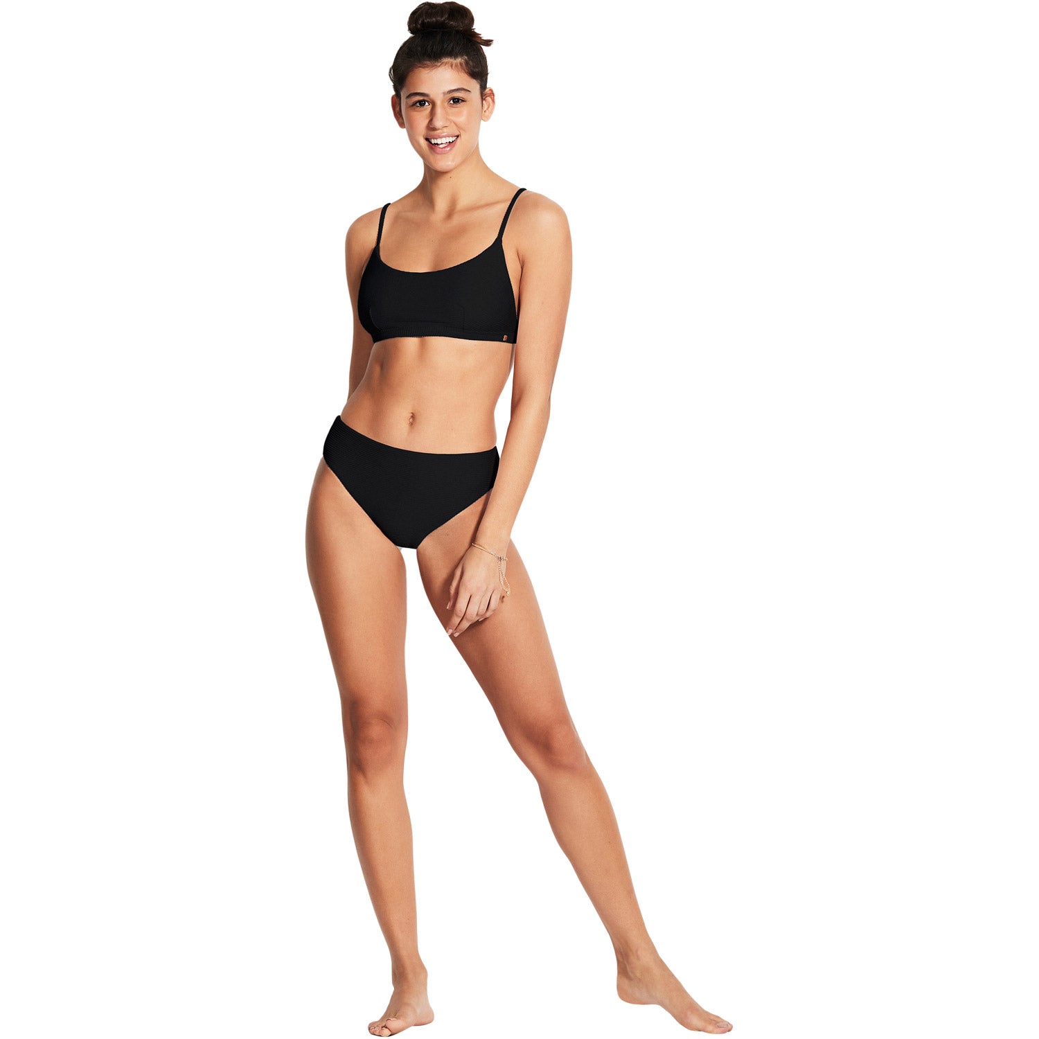 Seafolly Essentials Hi Rise Bikini Bottom Black