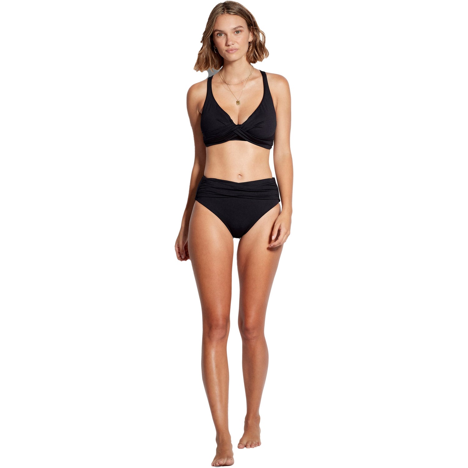 Seafolly Essentials High Waist Wrap Bikini Bottom Black