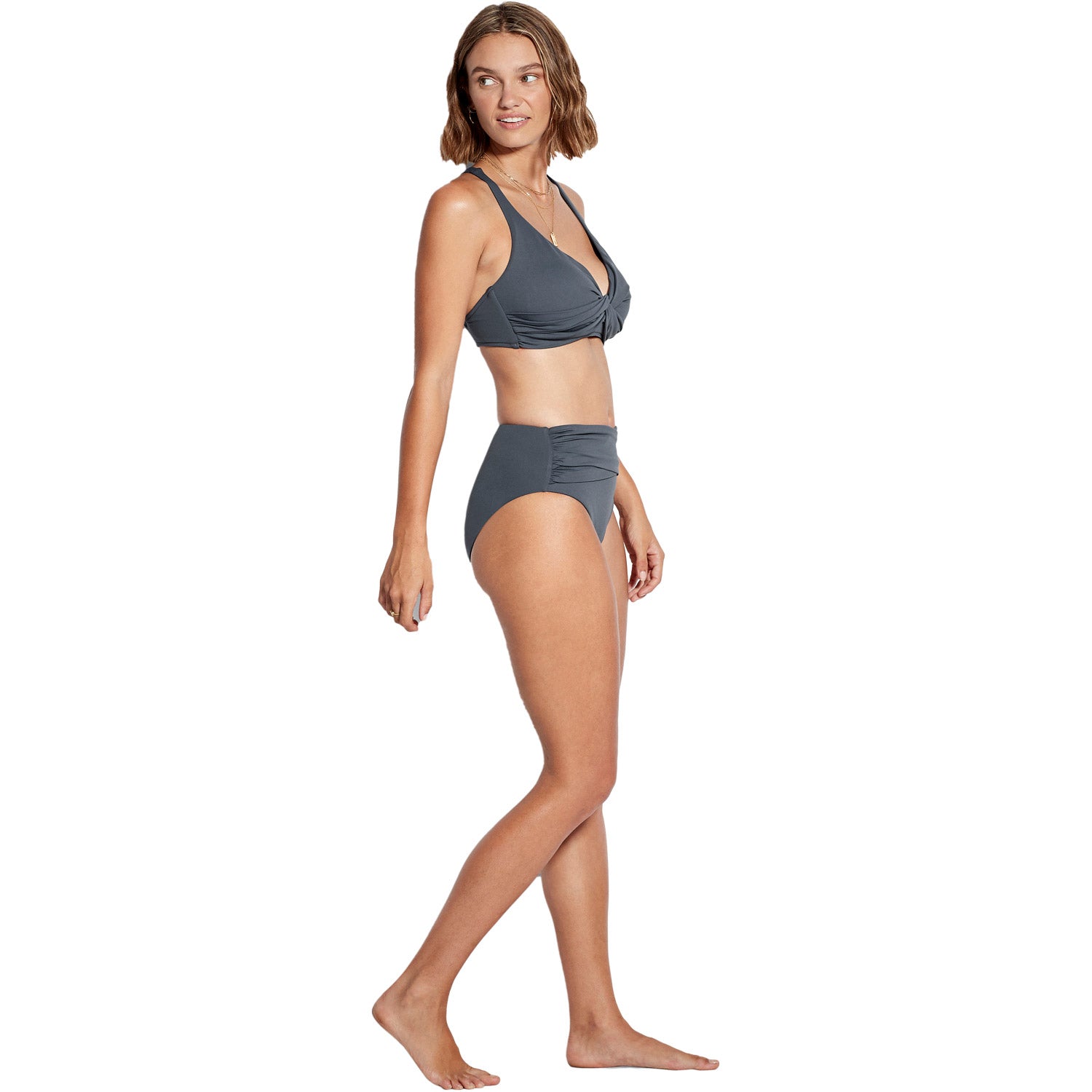 Seafolly Essentials High Waist Wrap Bikini Bottom Granite