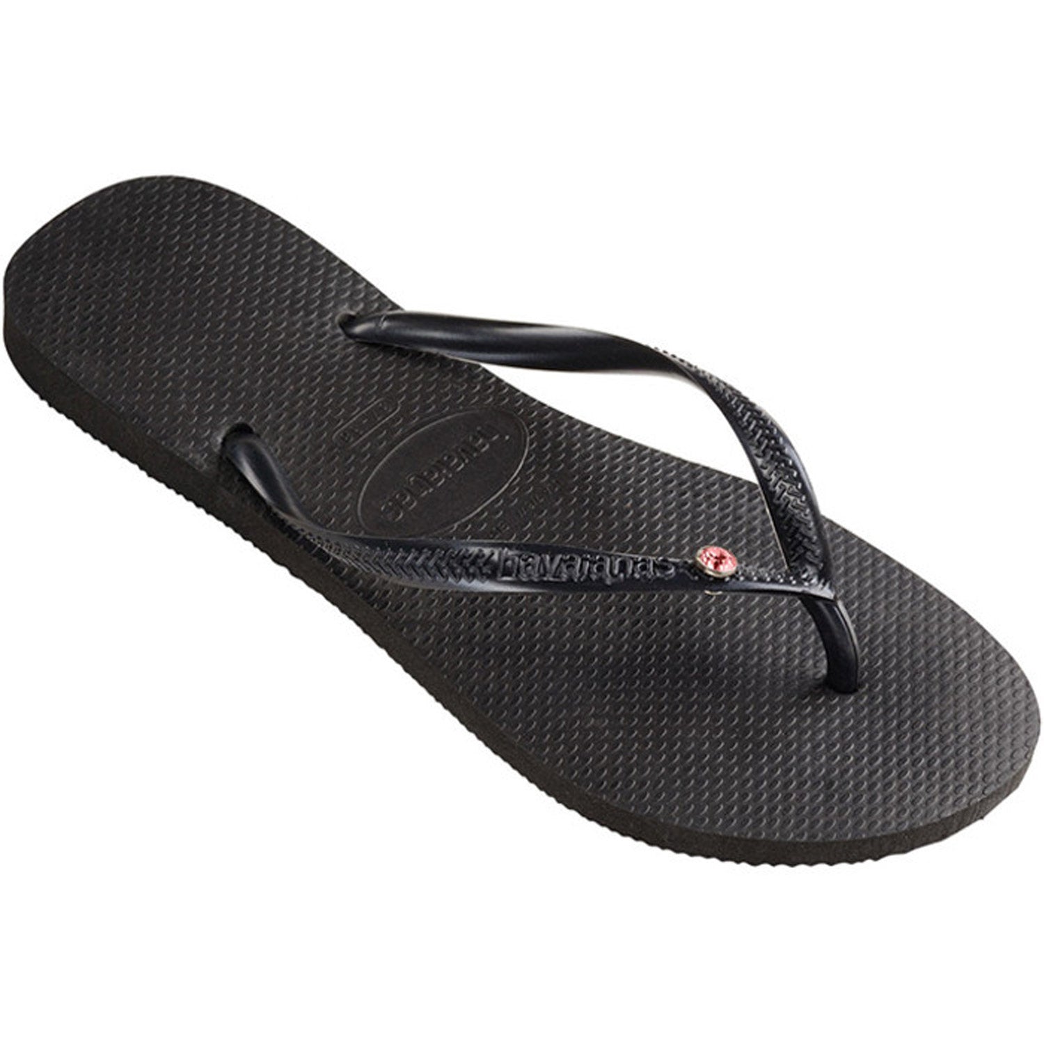 Slim Coloured Crystal Thongs Black Light Rose