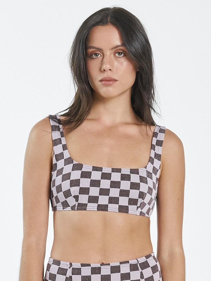 Thrills Aalto Rib Square Crop Washed Cocoa